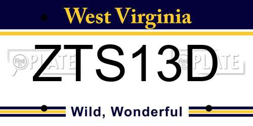 ZTS13D West Virginia License Plate