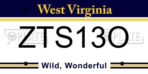 ZTS13O West Virginia License Plate