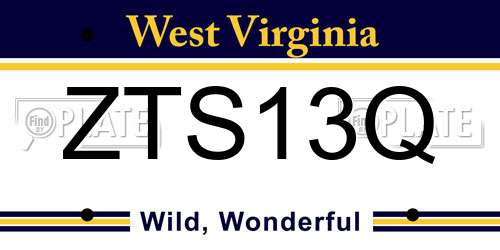 ZTS13Q West Virginia License Plate