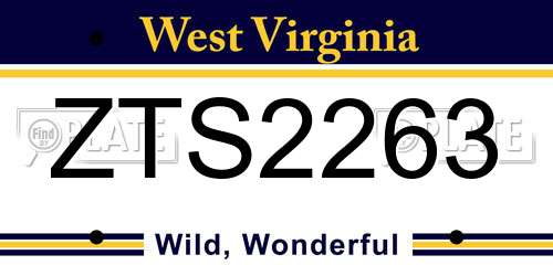 ZTS2263 West Virginia License Plate