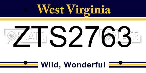 ZTS2763 West Virginia License Plate