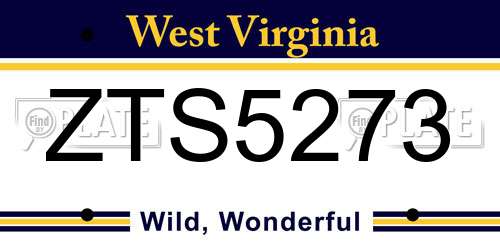 ZTS5273 West Virginia License Plate