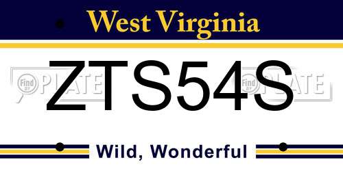 ZTS54S West Virginia License Plate