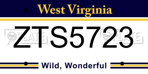 ZTS5723 West Virginia License Plate