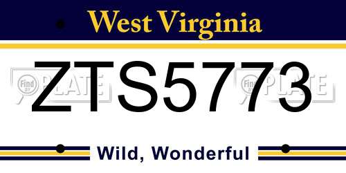 ZTS5773 West Virginia License Plate