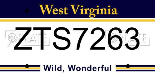 ZTS7263 West Virginia License Plate