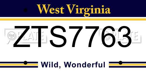 ZTS7763 West Virginia License Plate