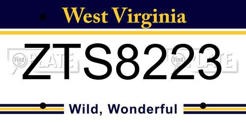 ZTS8223 West Virginia License Plate