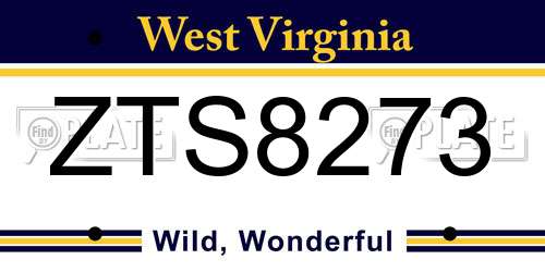 ZTS8273 West Virginia License Plate