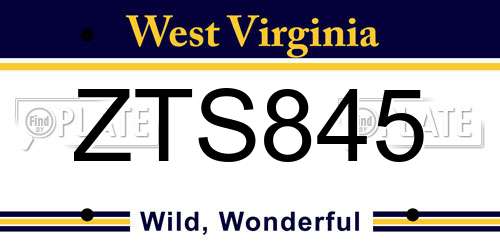 ZTS845 West Virginia License Plate