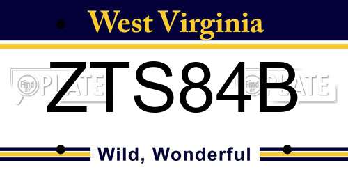 ZTS84B West Virginia License Plate