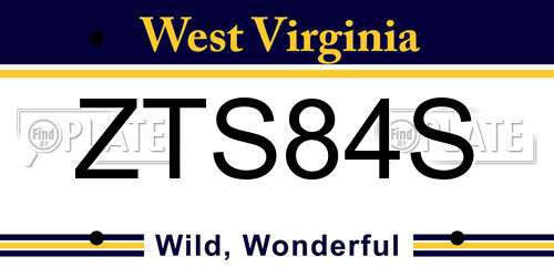 ZTS84S West Virginia License Plate