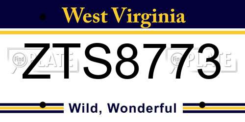 ZTS8773 West Virginia License Plate