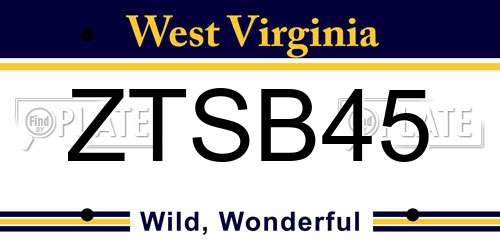 ZTSB45 West Virginia License Plate