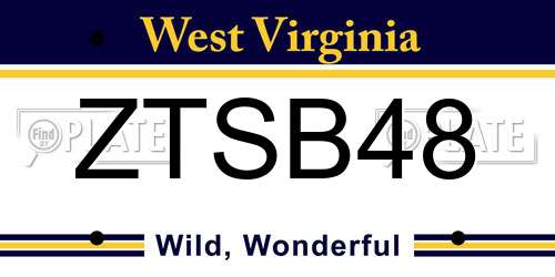 ZTSB48 West Virginia License Plate