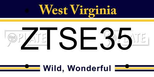 ZTSE35 West Virginia License Plate