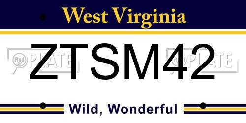 ZTSM42 West Virginia License Plate