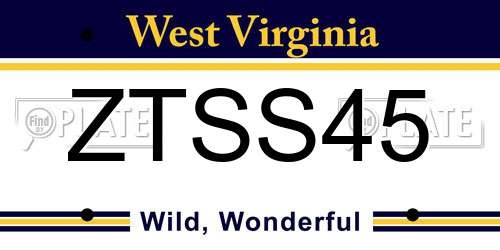 ZTSS45 West Virginia License Plate