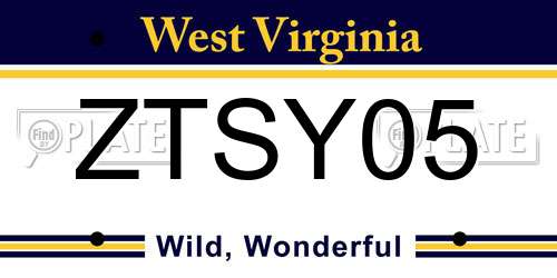 ZTSY05 West Virginia License Plate