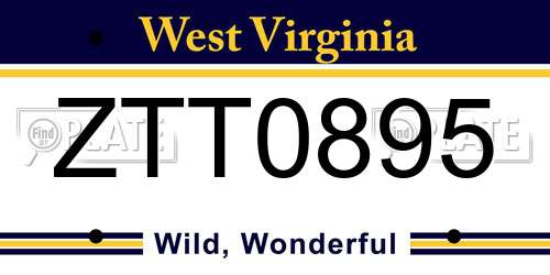 ZTT0895 West Virginia License Plate