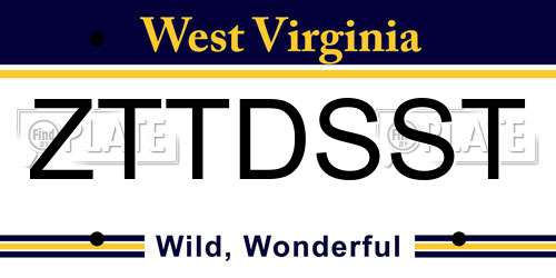 ZTTDSST West Virginia License Plate