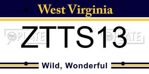 ZTTS13 West Virginia License Plate