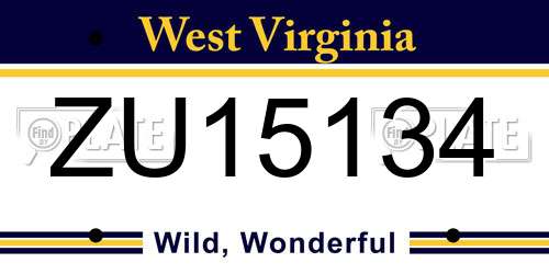 ZU15134 West Virginia License Plate
