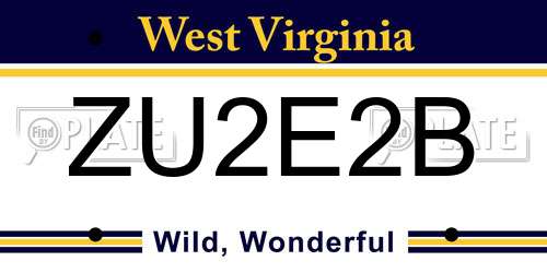 ZU2E2B West Virginia License Plate