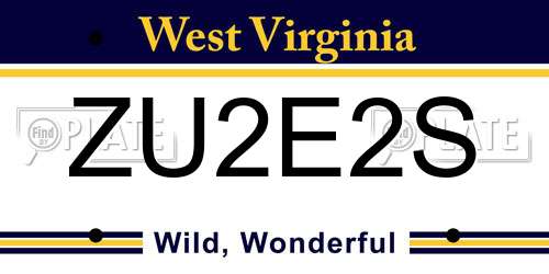 ZU2E2S West Virginia License Plate