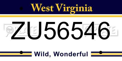 ZU56546 West Virginia License Plate