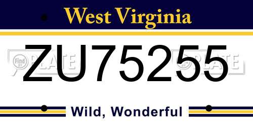 ZU75255 West Virginia License Plate