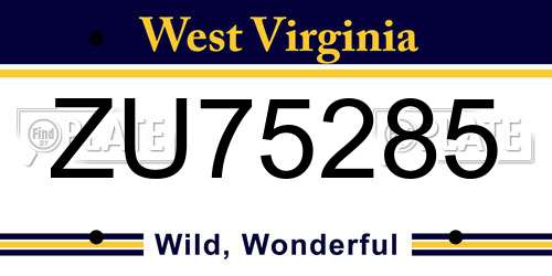 ZU75285 West Virginia License Plate