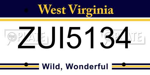ZUI5134 West Virginia License Plate