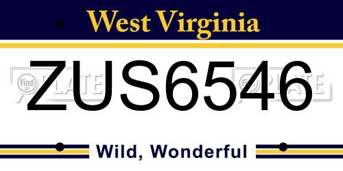 ZUS6546 West Virginia License Plate