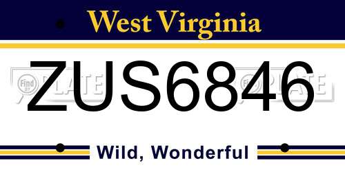 ZUS6846 West Virginia License Plate