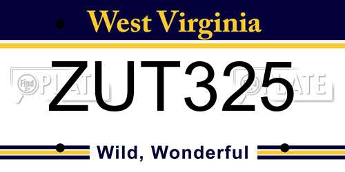 ZUT325 West Virginia License Plate