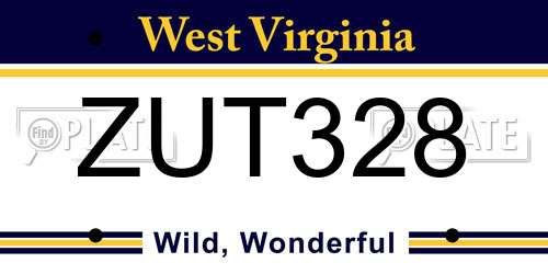ZUT328 West Virginia License Plate