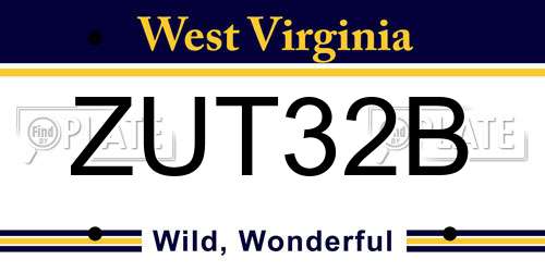 ZUT32B West Virginia License Plate