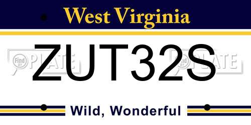 ZUT32S West Virginia License Plate
