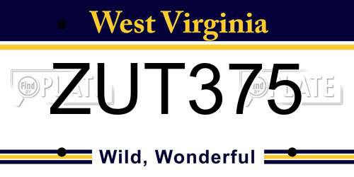 ZUT375 West Virginia License Plate