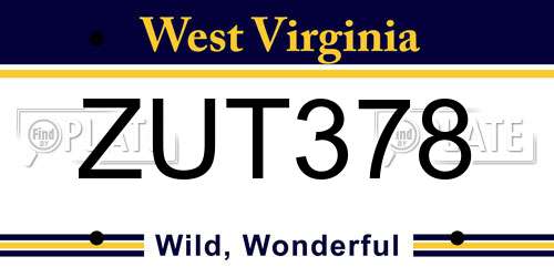 ZUT378 West Virginia License Plate