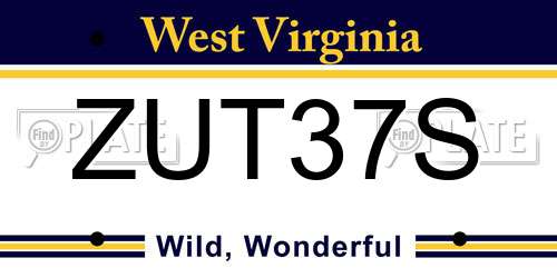 ZUT37S West Virginia License Plate