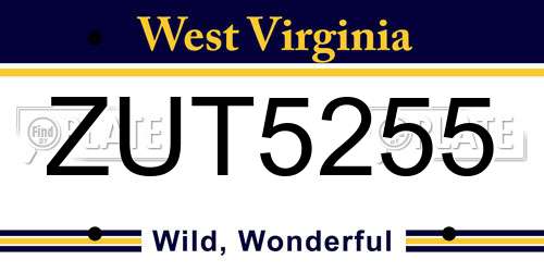 ZUT5255 West Virginia License Plate