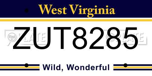 ZUT8285 West Virginia License Plate