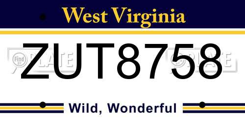 ZUT8758 West Virginia License Plate
