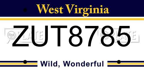 ZUT8785 West Virginia License Plate