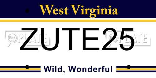ZUTE25 West Virginia License Plate