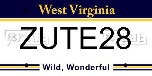ZUTE28 West Virginia License Plate
