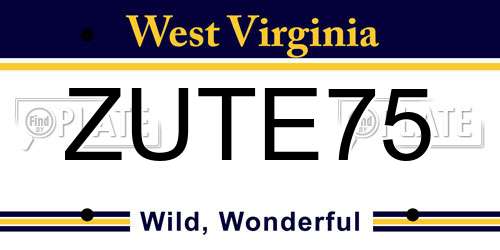 ZUTE75 West Virginia License Plate