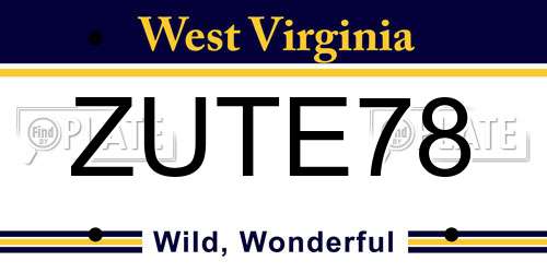 ZUTE78 West Virginia License Plate